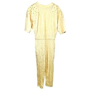 Vintage 80s Hi Tech By Dina Womens Jumpsuit Sz S  Rhinestone Quilted Romper